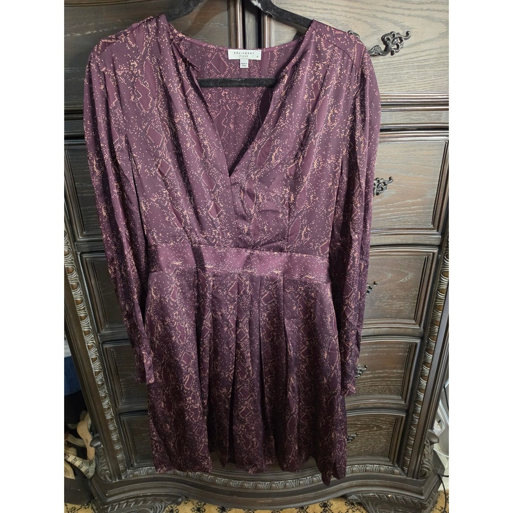 Equipment Femme Jenava Dress Aubg Bis Multi Purple Snake Print V-Neck Size 10
